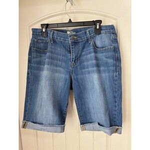 Old Navy Diva Denim  Stretch Bermuda Shorts Cuffed Hem Women's Sz 12 Blue